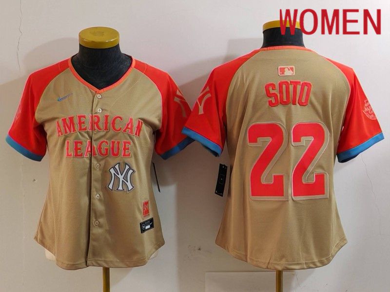 Women New York Yankees #22 Soto Orange All star 2024 Nike MLB Jersey style 7->youth mlb jersey->Youth Jersey